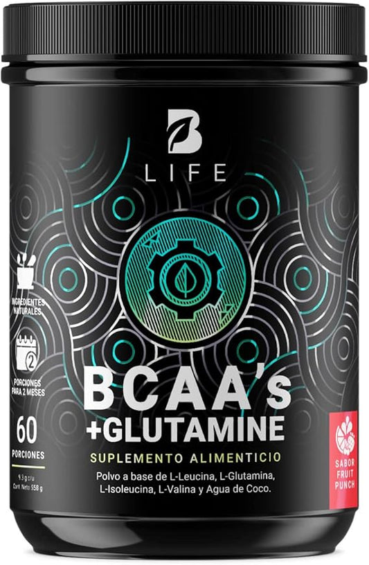 BCAA’s + Glutamina de B Life | Energía y Músculo | 60 Porciones