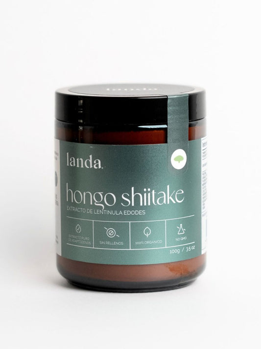 Hongo Shiitake, extracto orgánico de Lentinula edodes de Landa Adaptogenos | Favorece la energía y la vitalidad diaria, sistema inmune | Polvo 100 g