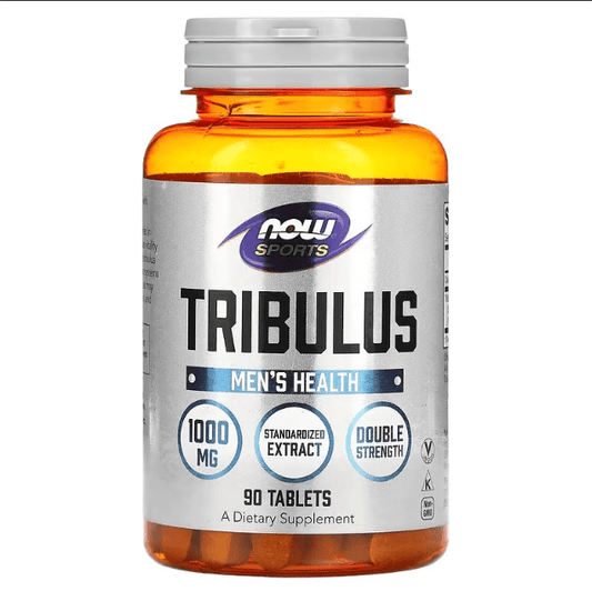 Tribulus terrestris 1,000 mg + Calcio 130 mg de NOW Sports | Extracto Estandarizado, Doble Fuerza | 90 tabletas