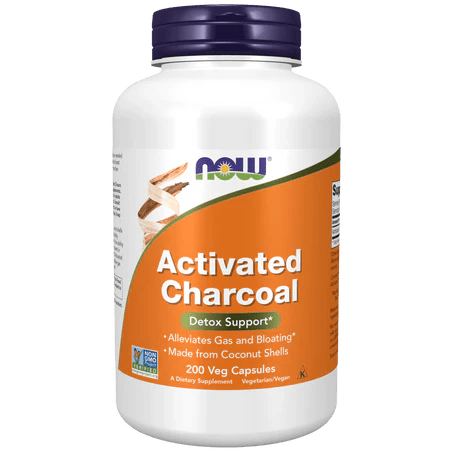 Carbón activado de Now | Detox Natural | 200 Cápsulas