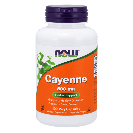 Cayena 500 mg de Now | Digestión y Circulación |  100 Cápsulas Veganas