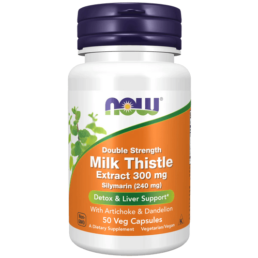 Extracto de Cardo Mariano Doble Fuerza 300 mg de NOW Foods con Alcachofa y Diente de León | Apoya procesos naturales de detoxificación | 50 Cápsulas Vegetarianas