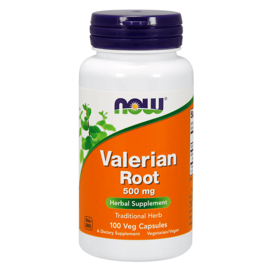 Raíz de Valeriana, 500 mg de NOW Foods - Suplemento Herbal Tradicional, Ayuda para el Sueño Natural, No-GMO | 100 Cápsulas Vegetales