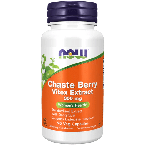 Extracto de Chasteberry 300mg con Dong Quai  150mg de NOW Foods | Contribuye al equilibrio hormonal femenino | 90 Cápsulas Vegetales