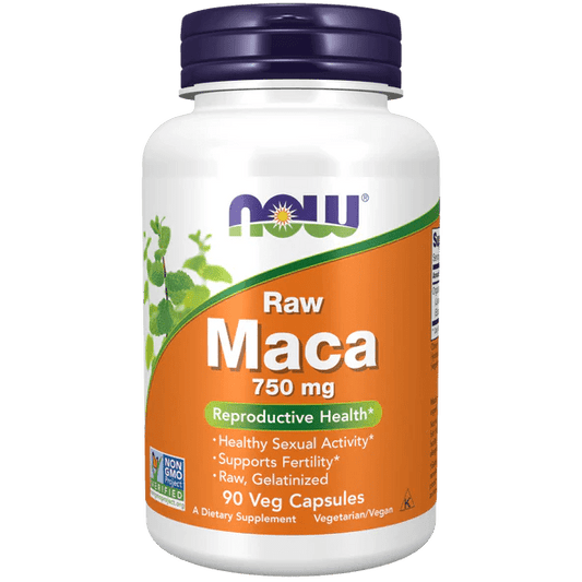 Raíz de Maca 750 mg de NOW Foods - Apoyo Reproductivo y Energético para Hombres y Mujeres | 90 Cápsulas Vegetales
