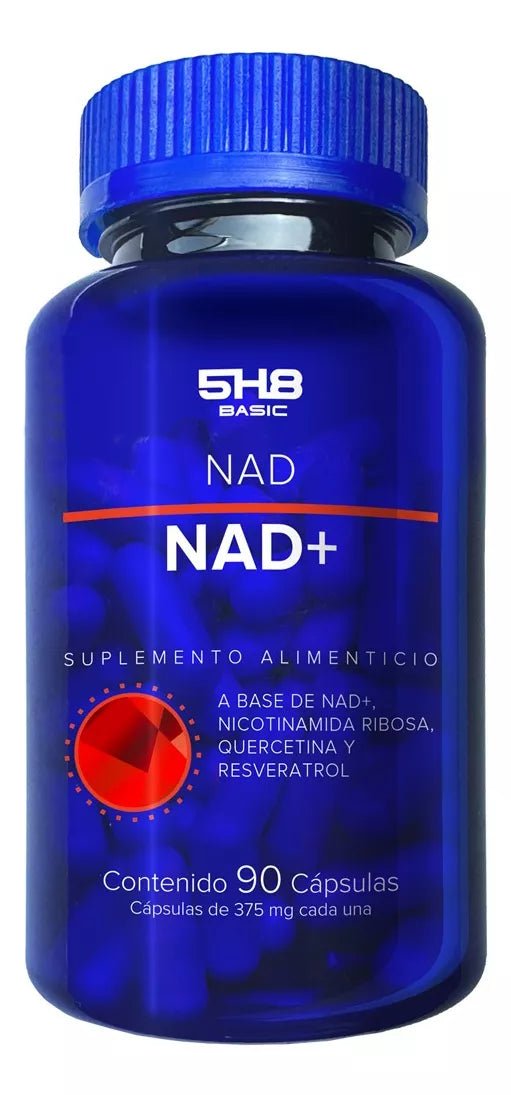 NAD+, Quercetina y Resveratrol 375mg de 5H8 | Regenerador celular - Promueve la Longevidad y la Resistencia Física | 90 cápsulas