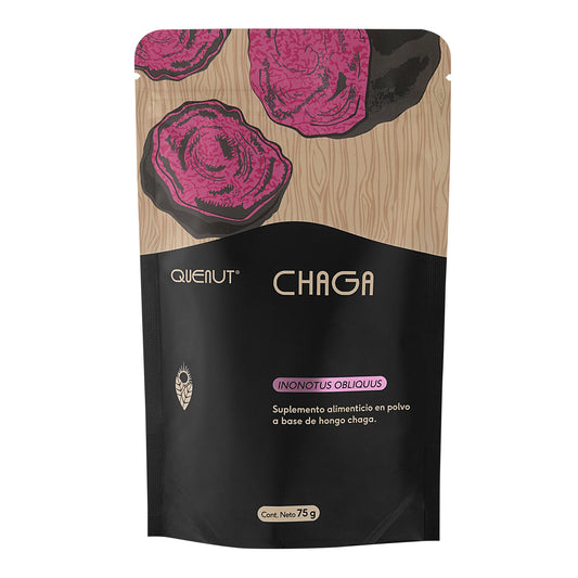 Chaga - Hongo Adaptógeno de Quenut | Longevidad - Fortalece la función Inmunitaria | Bolsa de 75g