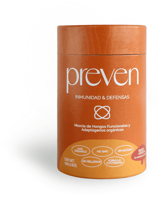 Reishi, Melena de León, Equinácea, Maitake, Cordyceps + L-Glutamina Preven de Landa Adaptógenos | Apoyo para la Inmunidad y Defensa | Polvo de 140g - 28 porciones