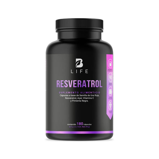 B-Life | Resveratrol |Apoyo Antioxidante, Longevidad | 180 cápsulas