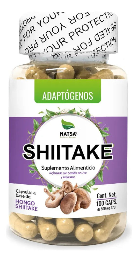 Hongo Shiitake 500 mg de NATSA | Contribuye al equilibrio y energía del cuerpo, sistema inmune | 100 cápsulas