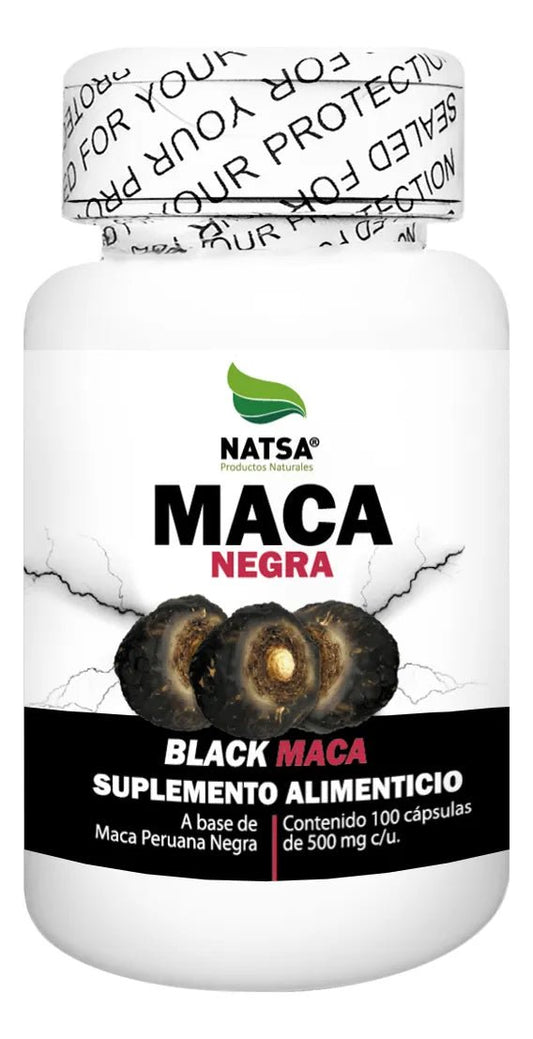 Maca Negra 500 mg NATSA | Apoya el rendimiento físico y mental  | 100 cápsulas