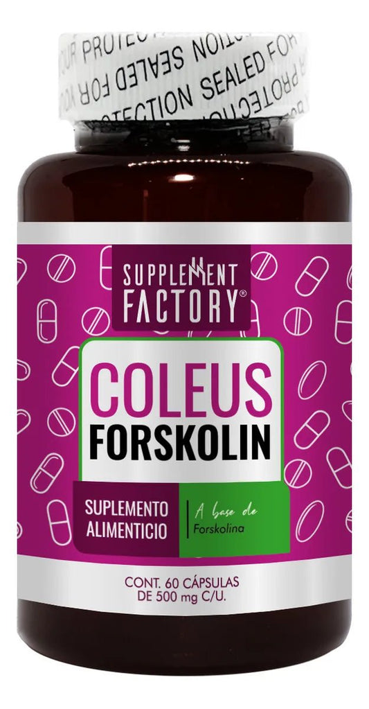 Forskolina 20%, Coleus Forskohlii 500 mg Supplement Factory | Promueve el equilibrio metabólico y la composición corporal | 60 cápsulas