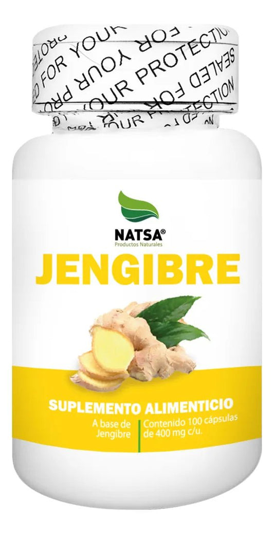 Jengibre 400 mg NATSA | Aporta compuestos antioxidantes naturales | 100 cápsulas