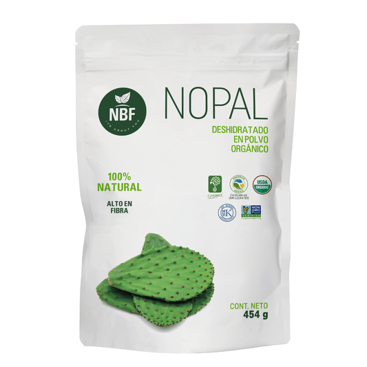 Nopal Orgánico Deshidratado en Polvo de NBF | Alto en fibra - Bienestar Digestivo - Ritmo evacuatorio | Polvo de 454g