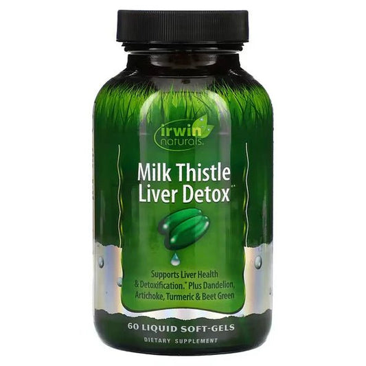 Milk Thistle Liver Detox de Irwin Naturals, Silimarina (extracto de cardo mariano) | Contribuye a la protección celular antioxidante, promueve el metabolismo de toxinas  | 60 cápsulas