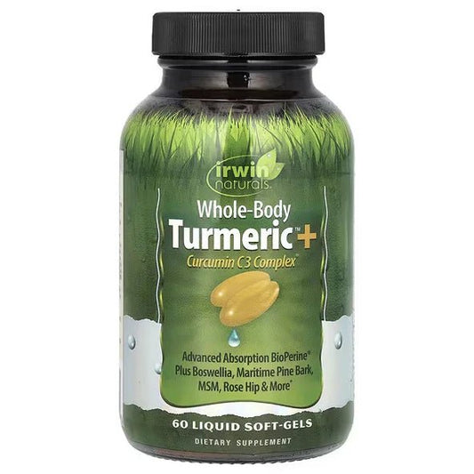 Whole-Body Turmeric + Curcumin C3 Complex de Irwin Naturals | Aporta antioxidantes que combaten el estrés oxidativo | 60 Cápsulas
