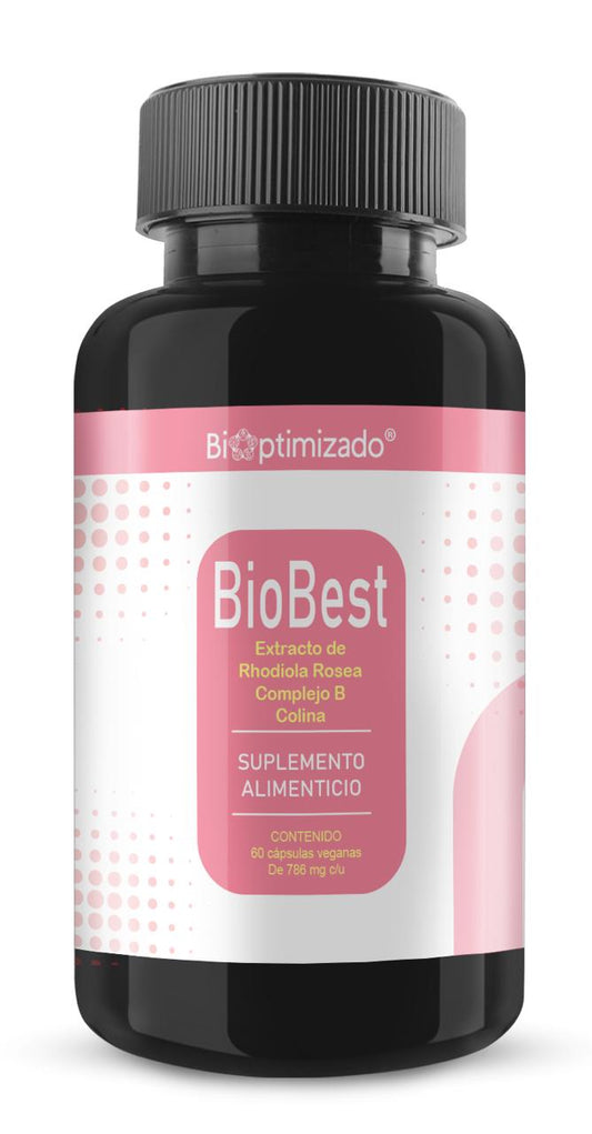 Extracto de Rhodiola, Colina y Vitaminas del Complejo B 786mg - BioBest de Bioptimizado | Potencia la Energía y la Función Cardiovascular - Inmunitaria | 60 cápsulas vegetales