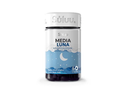 GABA + Magnesio + Pasiflora y Manzanilla 4g Media Luna de Súluu | Promueve un sueño profundo y reparador, actuando sobre el insomnio | 240g en 60 gomitas sabor Menta - Jengibre