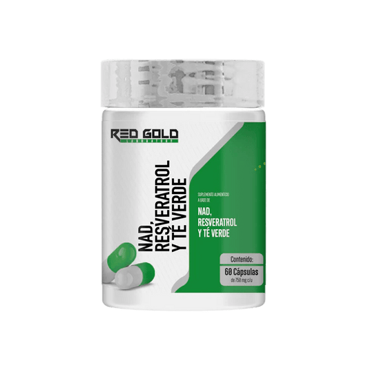 NAD, Resveratrol y Té Verde de Red Gold Laboratory | Longevidad, Acción Antioxidante, Bienestar | 60 cápsulas veganas