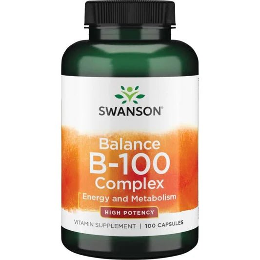 Vitaminas del complejo B + Colina + Inositol + PABA de Swanson | Promueve un metabolismo saludable con energía y vitalidad | 100 cápsulas vegetales