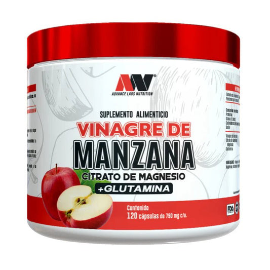 Vinagre de Manzana 1000mg con Citrato de Magnesio y Glutamina de Advance Labs Nutrition | Promueve una digestión eficiente | 120 cápsulas veganas