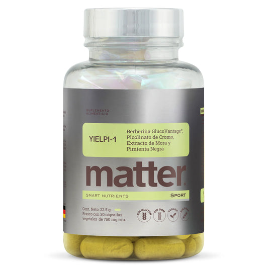 YIELPI-1 de Matter| Berberina GlucoVantage®, Picolinato de Cromo, Extracto de Mora y Pimienta Negra | 30 Cápsulas