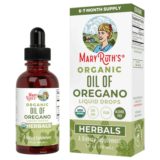 Gotas de Aceite De Orégano Orgánico de Mary Ruth's 0.15ml por porción | Ayuda a combatir infecciones y mejorar la función respiratoria y digestiva | Gotero de 30ml - 200 servicios