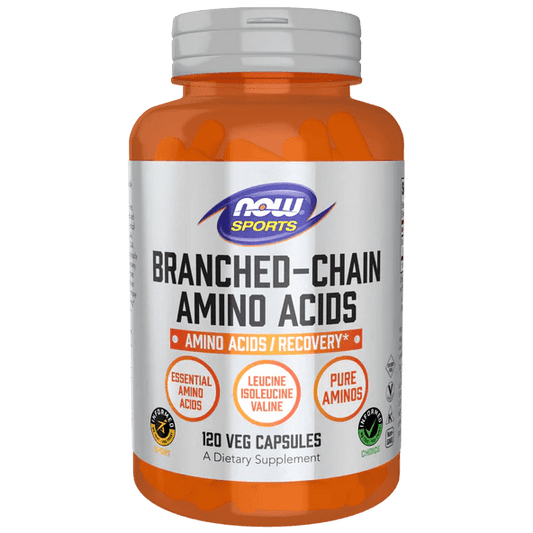 Aminoácidos BCAA 2600 mg de Now Sports | Favorece la recuperación muscular tras el ejercicio | 120 cápsulas