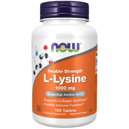 L-Lysine 1000 mg, NOW Foods | Refuerza la función inmunológica, piel, huesos y articulaciones | 100 tabletas