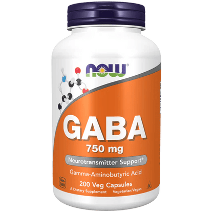 Ácido Gamma-Aminobutírico 750 mg - NOW Foods | Apoyo para la Relajación y el Equilibrio del Sistema Nervioso | 100 y 200 Cápsulas Vegetales