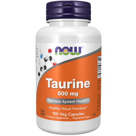 Taurina de NOW Foods 500 mg | Apoya la función cardiovascular y muscular | 100 cápsulas vegetales
