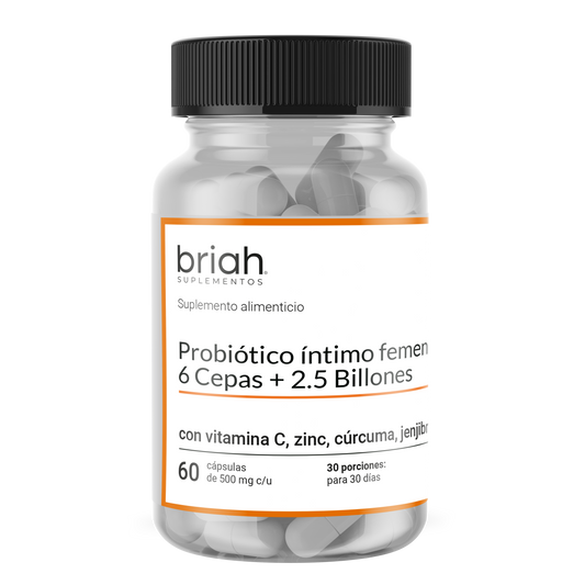 Probiótico + Prebiótico Vaginal de Briah | Mezcla Probiótica 6 cepas 2.5 UFC | 60 cápsulas para 30 días