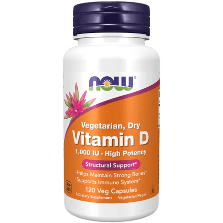 Vitamina D2 1000 IU de Now | Apoyo huesos e inmunidad | 120 cápsulas