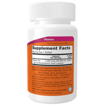 Vitamina D3 10.000 UI de NOW Foods | Apoyo del Sistema Inmunitario y Ósea | 240 cápsulas blandas