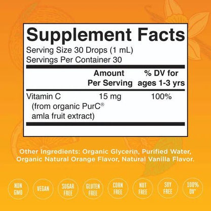 Vitamina C para niños de MaryRuth’s| Función Inmunológica | 30 ml