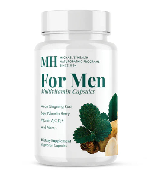 Multivitaminas para Hombres - Vitaminas A, C, D, E, Ginseng Asiático y Serenoa de Michael's Health | Apoyo integral para el bienestar diario masculino - Función de la próstata | 90 Cápsulas Vegetarianas