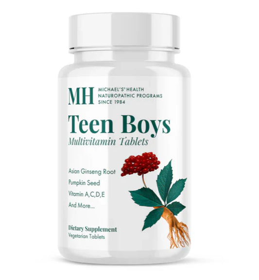 Multivitamínico para Adolescentes Varones - Vitaminas A, C, D, E, B y minerales esenciales de Michael's Health | Contribuye al desarrollo físico, del sistema inmune, aportando energía y vitalidad | 60 tabletas vegetarianas