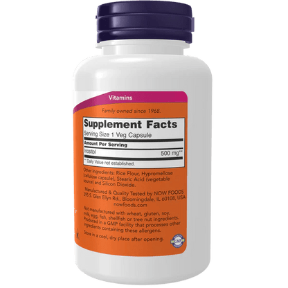 Inositol 500 mg para el Apoyo la Función  Celular de Now Foods | Cápsulas Vegetales, 100 Unidades