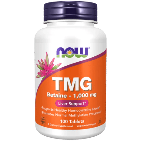 Betaína TMG de NOW | Metabolismo de la Homocisteína | 100 Tabletas