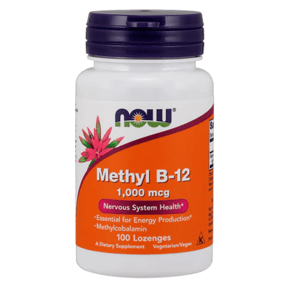 Methyl B-12, Vitamina B12 de NOW Foods 1000 mcg | Apoya el funcionamiento del sistema nervioso | 100 tabletas