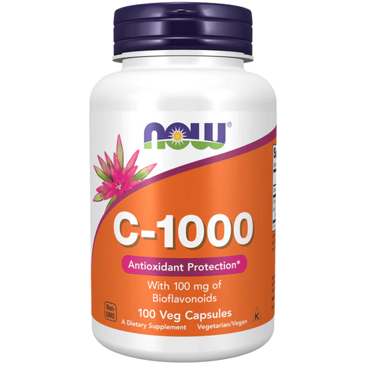 Vitamina C-1000 con Bioflavonoides 100mg de Now Foods | Protección Antioxidante - Fortalece Sistema Inmunológico | 100 tabletas veganas