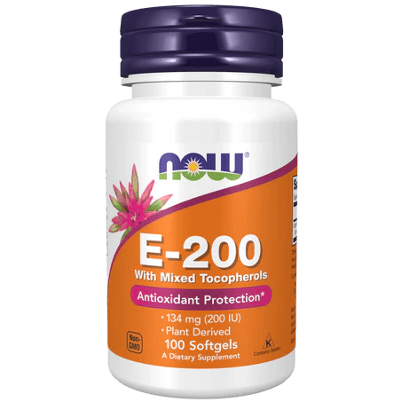 Vitamina E E-200 de Now | Protección de la piel | 100 Cápsulas
