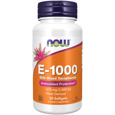 Vitamina E 1000 IU de Now | Antioxidante natural |50 Cápsulas