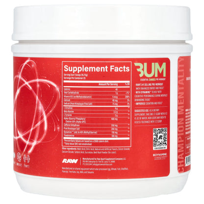 RAW Essentials CHARGED Pre Workout | Estimulantes y L-Citrulina | Aumenta potencia y resistencia | 380 gr