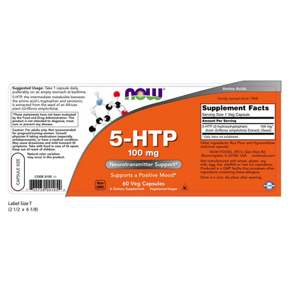 Now | 5-HTP 100mg | Sueño y Descanso | 60 y 120 cápsulas