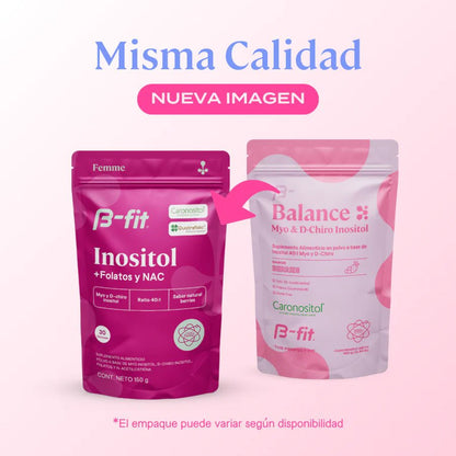 Inositol Femme de B Fit | Myo y D Chiro Inositol con N-acetilcisteína (NAC) y Quatrefolic® | 150 g