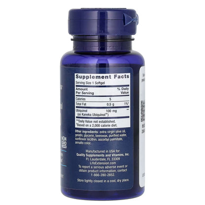 Súper Ubiquinol CoQ10 100mg de Life Extension | Apoyo de la función Cardiovascular, aumentando los niveles de energía | 60 cápsulas blandas