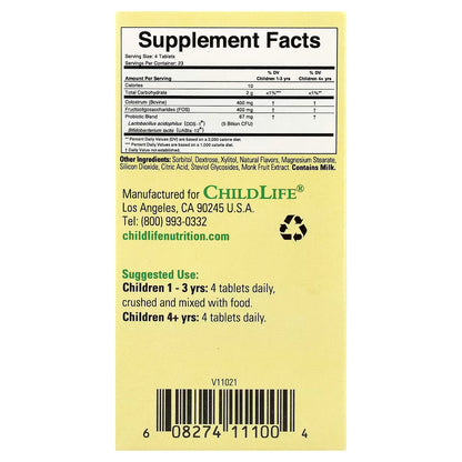 Probiótico 5 Mil Millones de UFC con Calostro de Child Life - ChildBiotics  | Apoyo Inmunológico y Soporte Digestivo para niños | 92 tabletas masticables con sabor natural a bayas mixtas