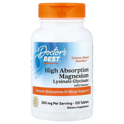 Magnesio Glicinato y Lisinato Doctor's Best | Funcionamiento normal del sistema nervioso | 120 Tabletas