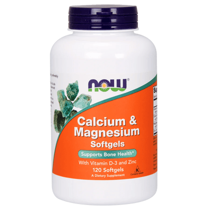 Calcio y Magnesio con Vitamina D-3 y Zinc de NOW Foods | Soporte para la Salud Ósea y Mejor Absorción | 120 Cápsulas Blandas